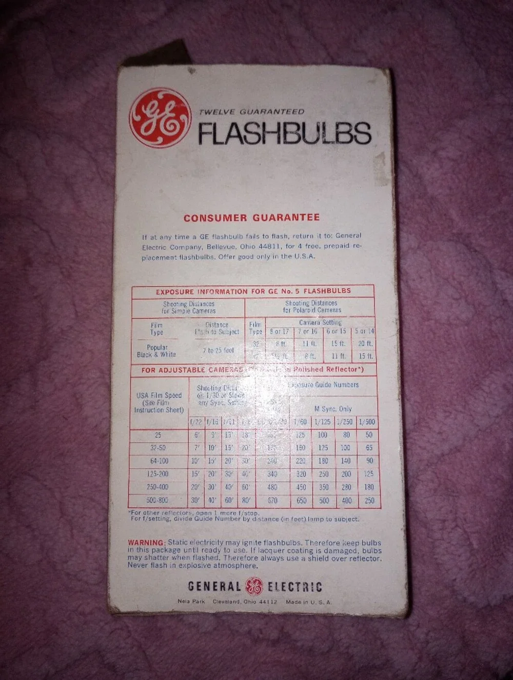 Vintage GE Flashbulbs #5 made by General Electric 10 Bulbs
